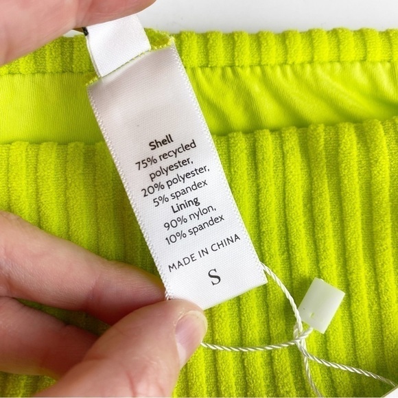 Andie The Cheeky Bikini Bottom Swimsuit Neon Green Ribbed Terry Size S NWT - Picture 9 of 9